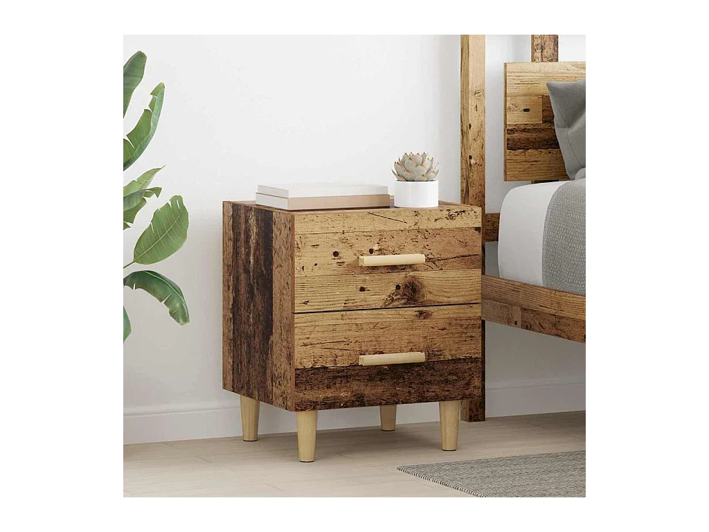 Mueble de cama con cajón 2 piezas Madera antigua 40 x 35 x 47,5 cm