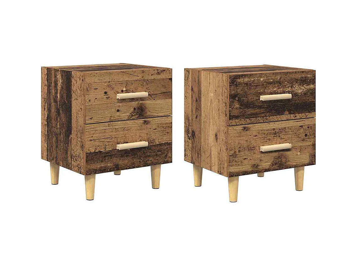 Mueble de cama con cajón 2 piezas Madera antigua 40 x 35 x 47,5 cm