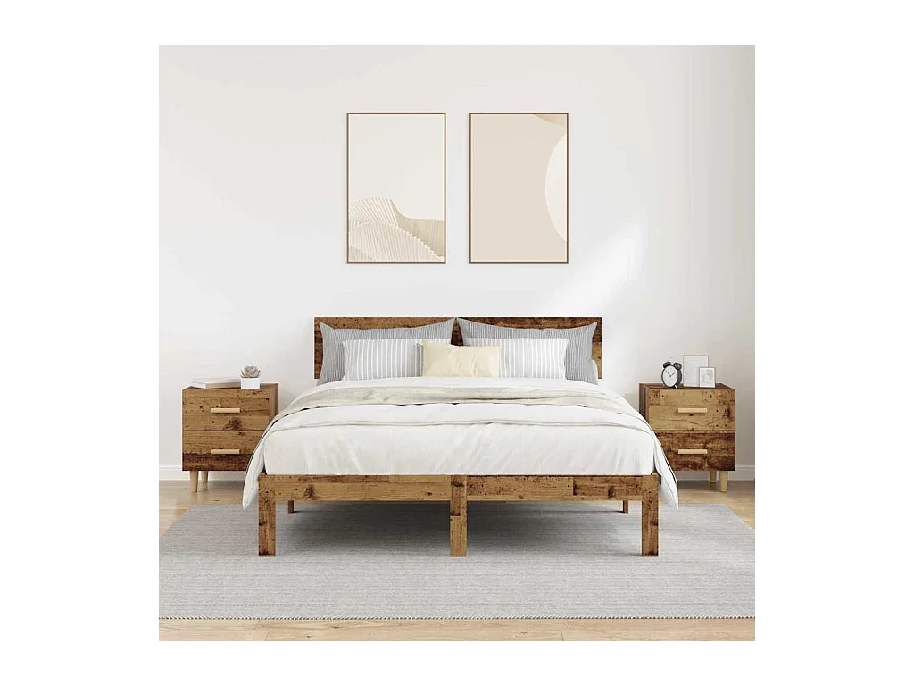 Mueble de cama con cajón 2 piezas Madera antigua 40 x 35 x 47,5 cm