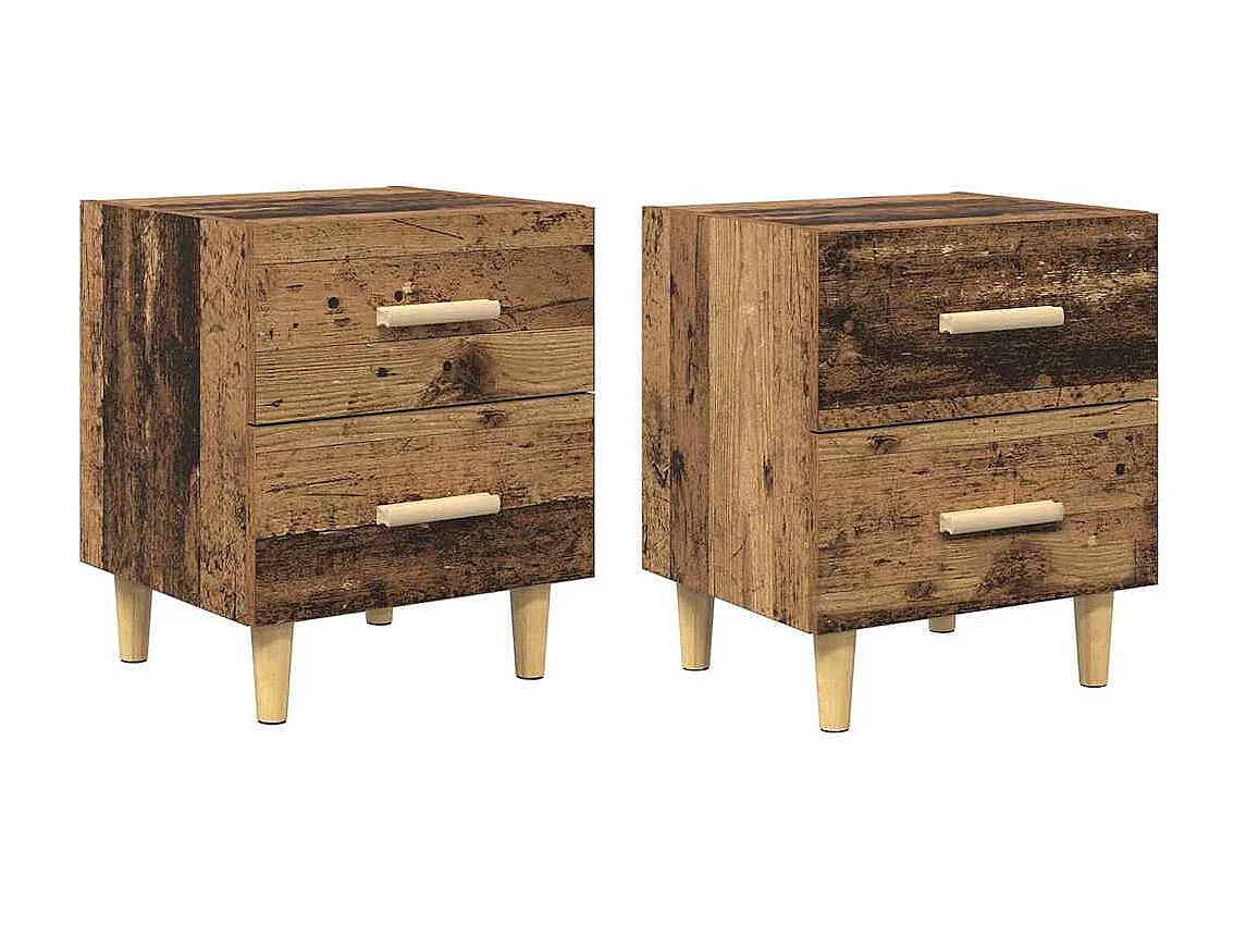Armoire de lit avec tiroir 2 pcs Bois ancien 40 x 35 x 47.5 cm