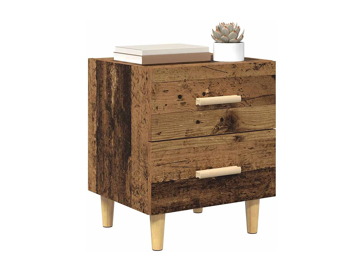 Armoire de lit avec tiroir 2 pcs Bois ancien 40 x 35 x 47.5 cm