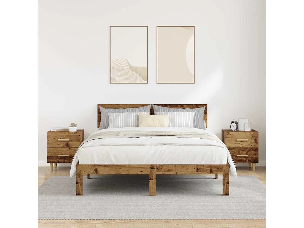 Armoire de lit avec tiroir 2 pcs Bois ancien 40 x 35 x 47.5 cm