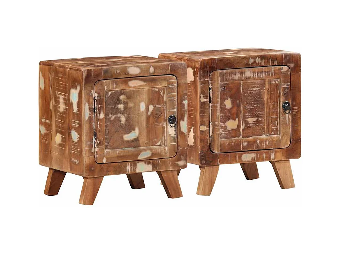 Nachtkastje 2 stuks 40x32x46 cm massief gerecycled hout