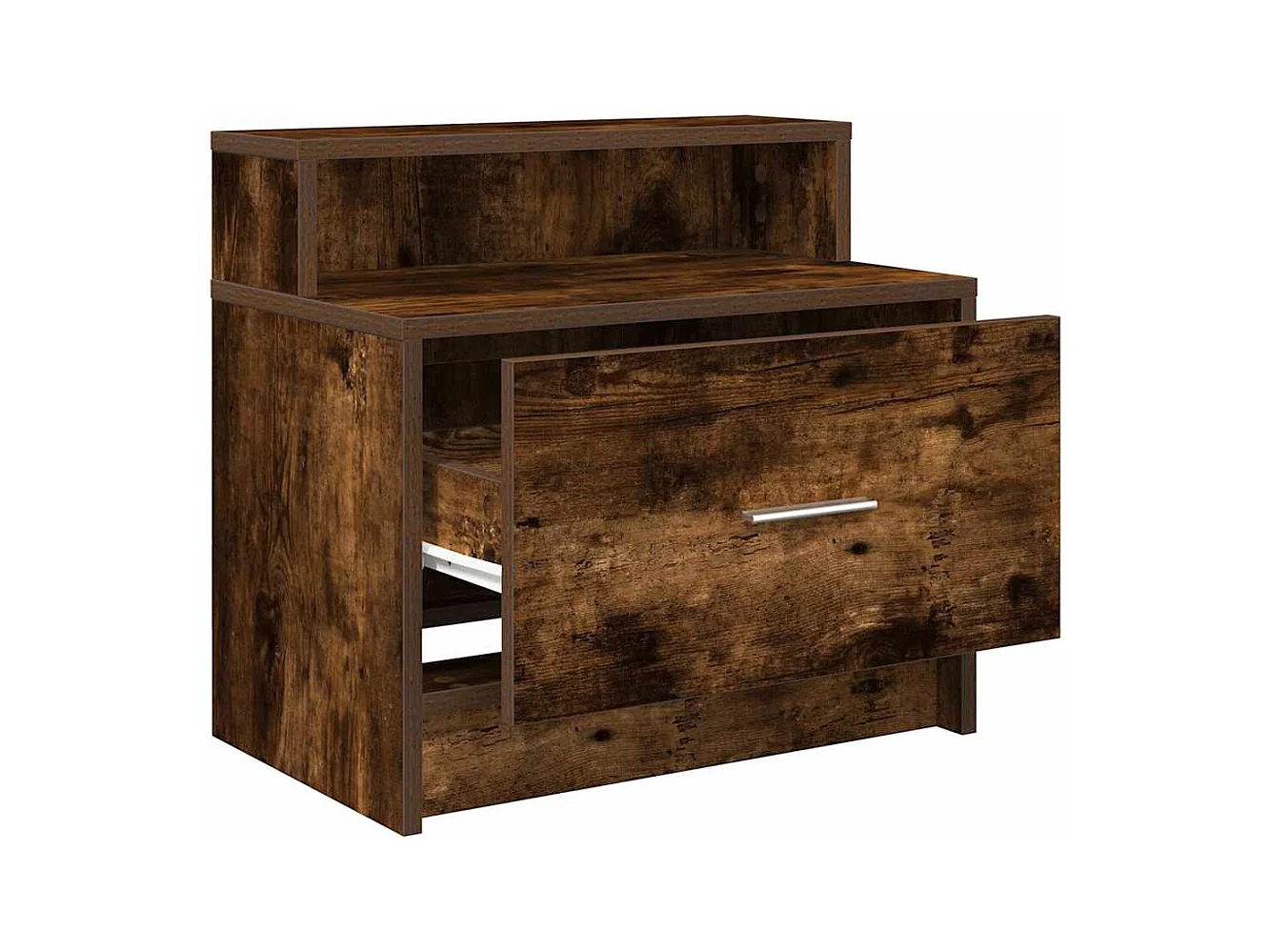 Tables de chevet avec tiroir 2 pcs chêne fumé 51x31x47 cm