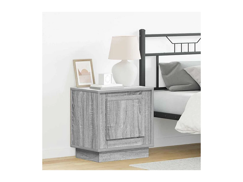 Mesilla de noche con madera de ingeniería gris de 44 x 34,5 x 45 cm