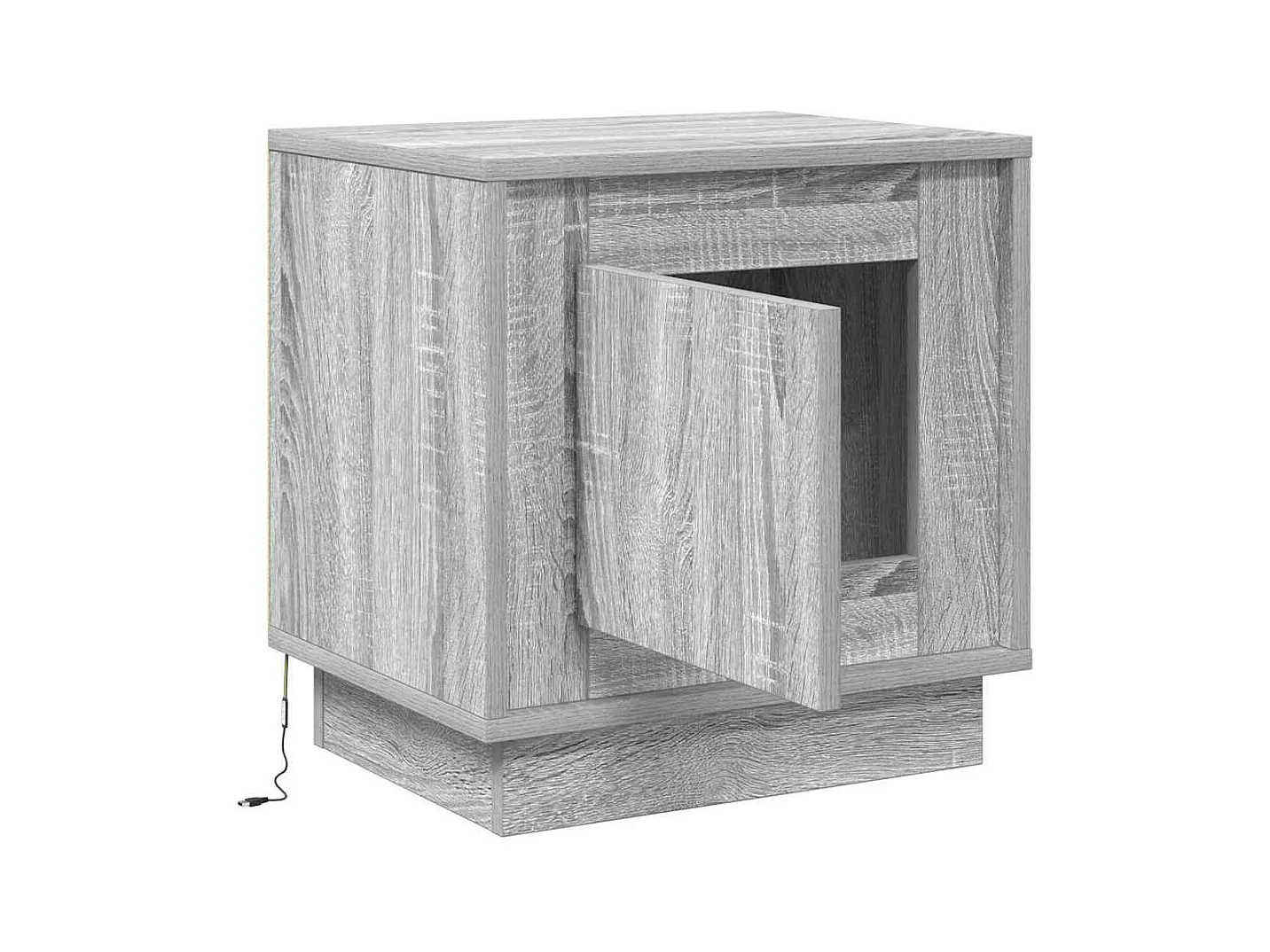 Mesilla de noche con madera de ingeniería gris de 44 x 34,5 x 45 cm