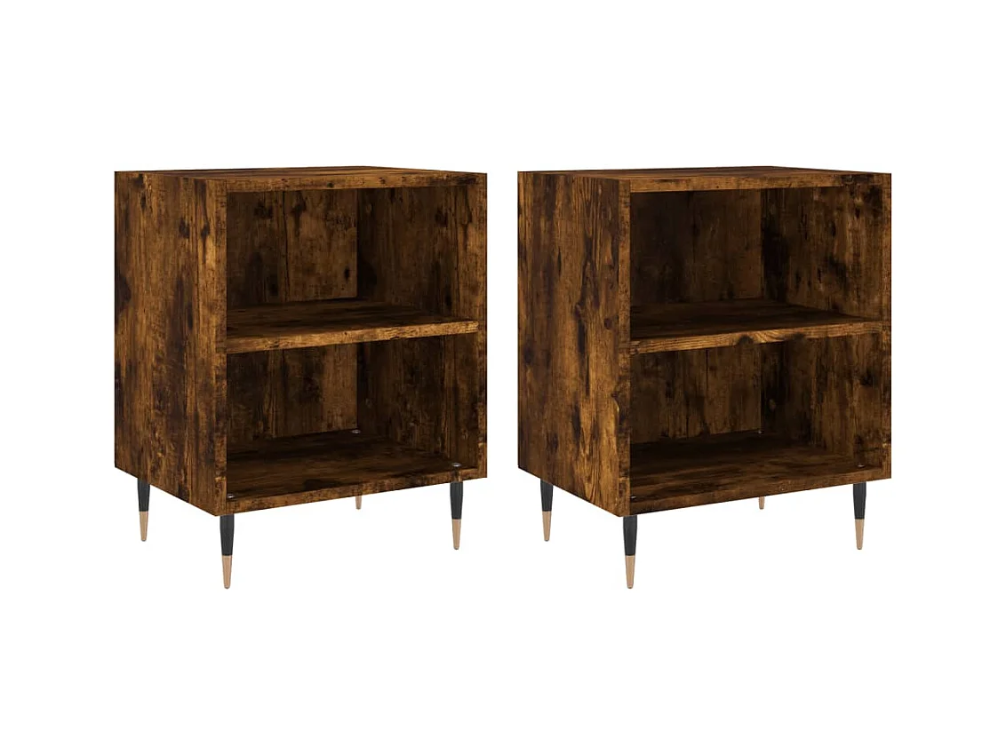 Mesitas de noche 2 piezas roble ahumado 40x30x50 cm madera de ingeniería