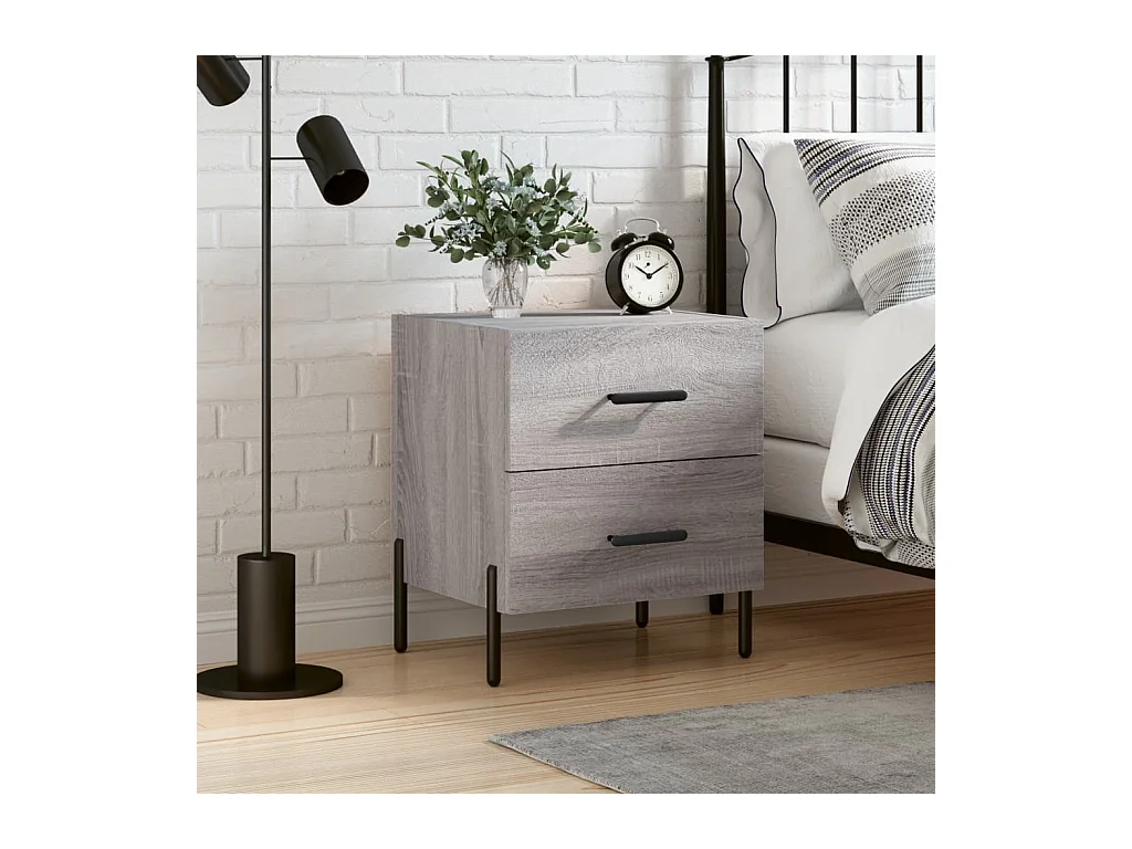 Mesita de noche Sonoma gris 40x35x47,5 cm Madera de ingeniería