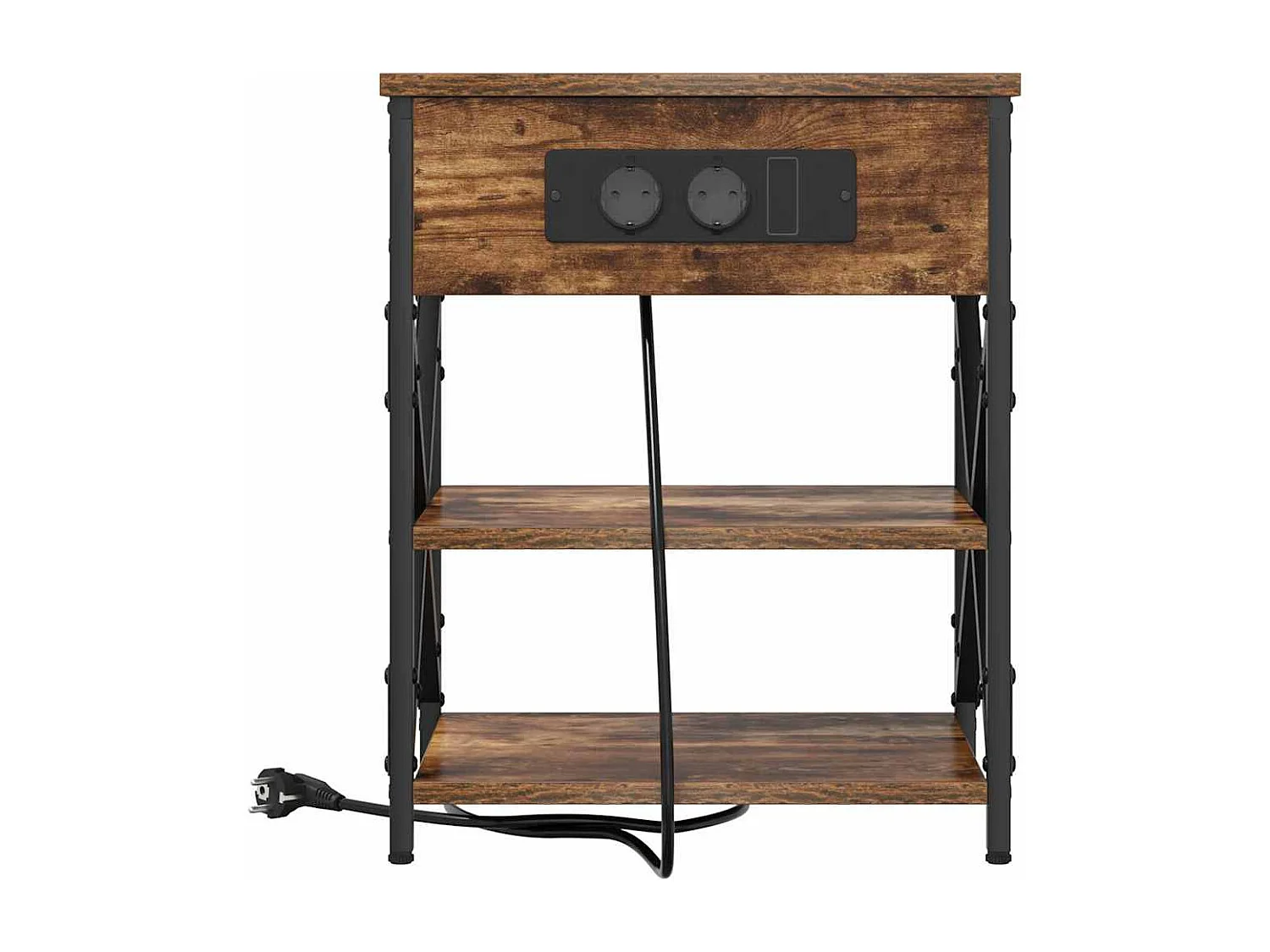 Table de nuit avec station de chargement 2 pcs Chêne fumé