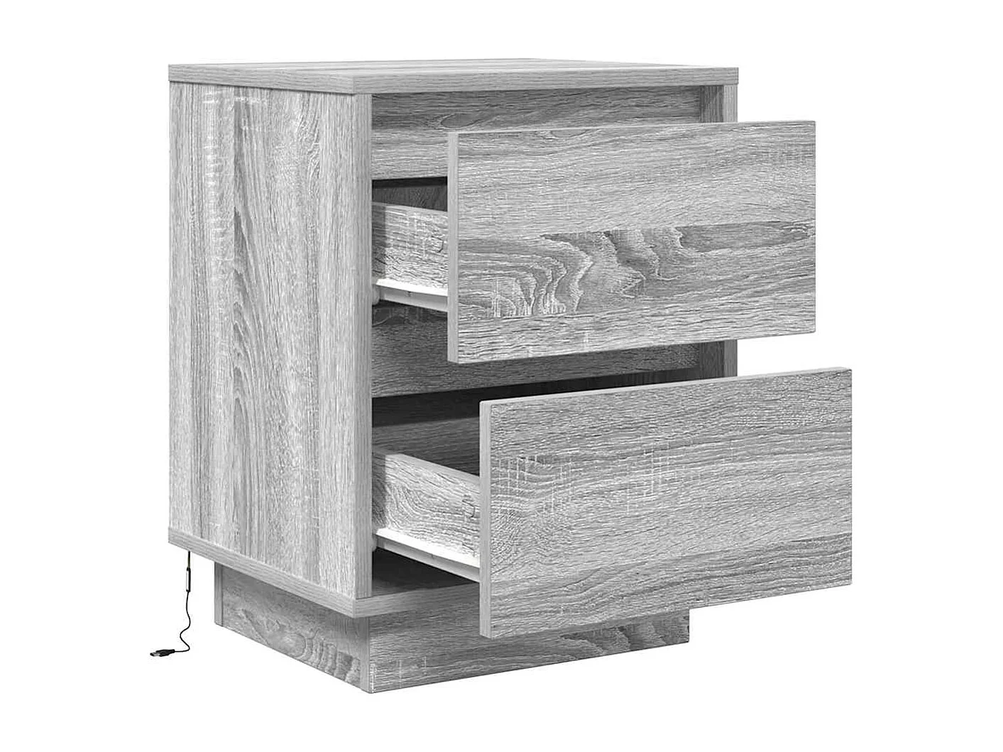 Tables de chevet avec lumières LED 2pcs sonoma gris 38x34x50 cm