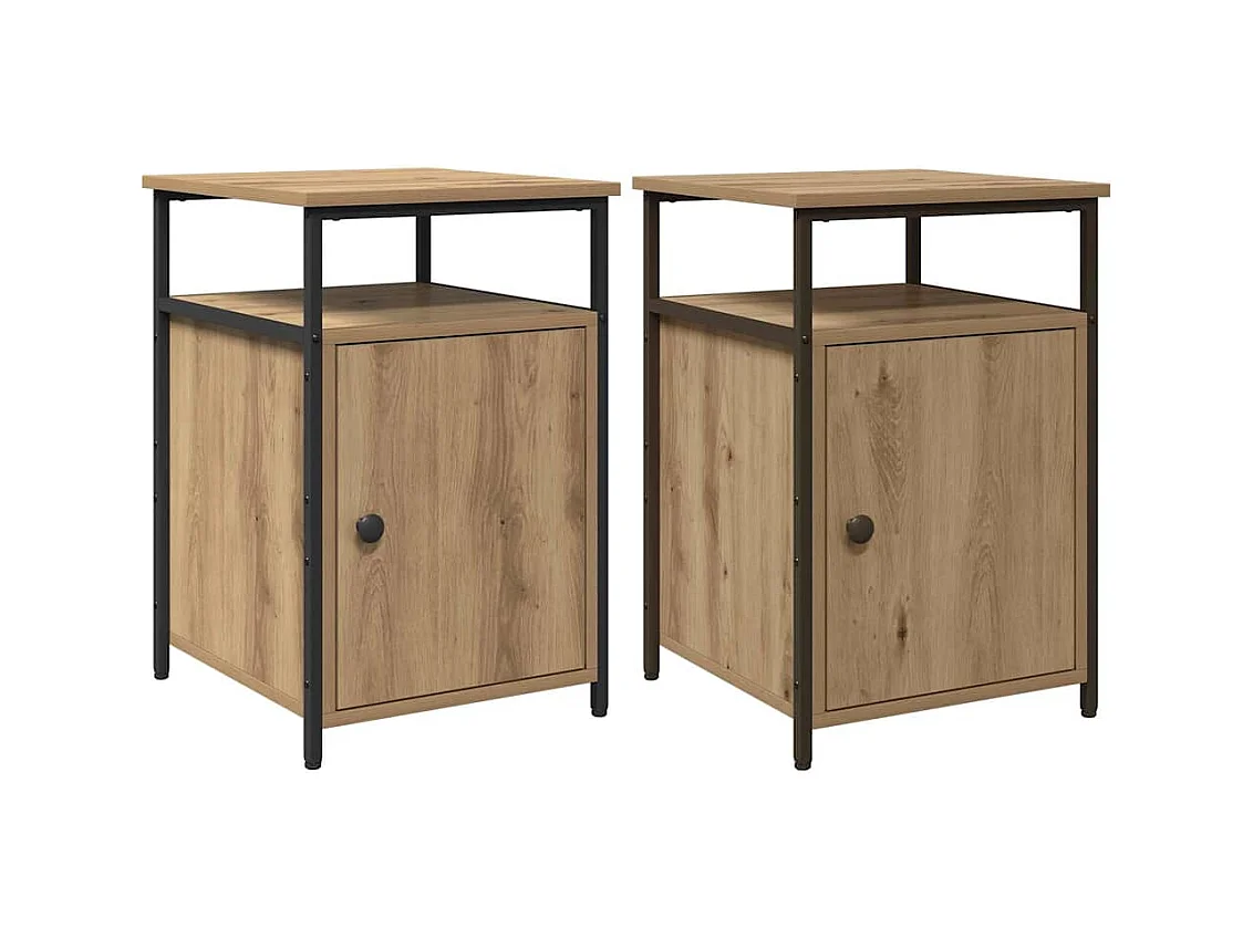 Mesilla de noche de 2 piezas, roble artesanal, madera de ingeniería