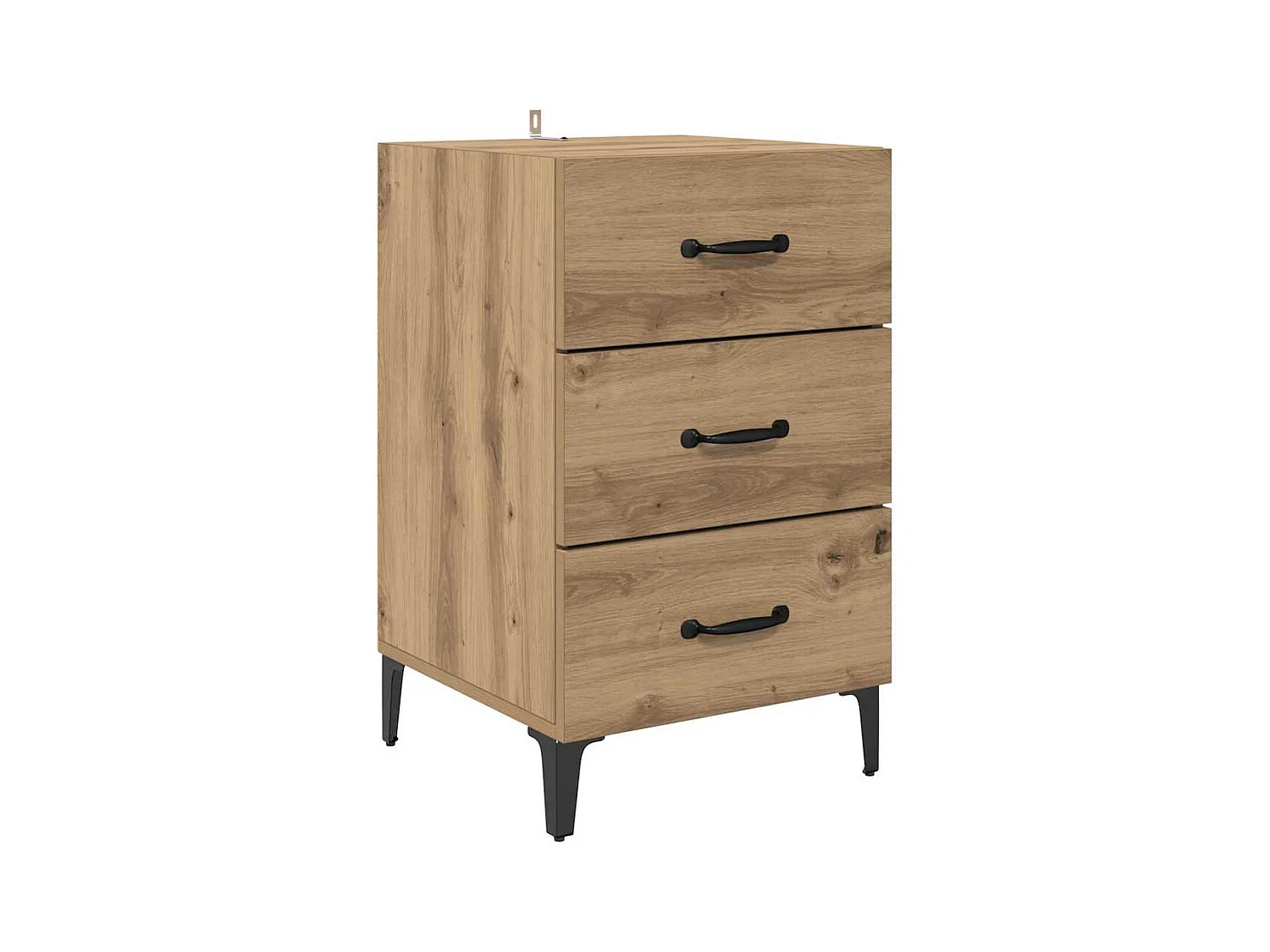 Comodino con cassetto, rovere lavorato a mano, 40 x 40 x 66 cm