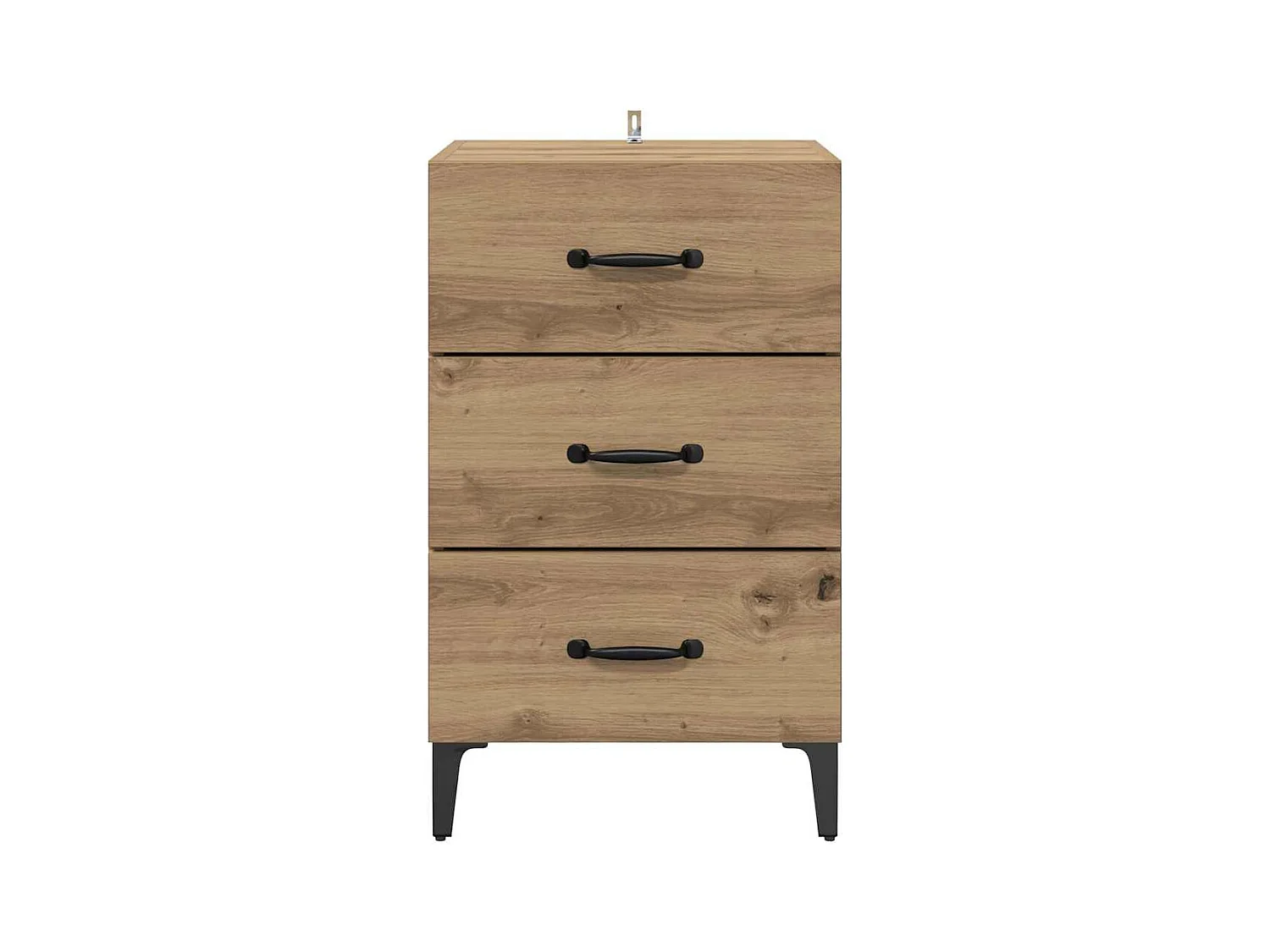 Comodino con cassetto, rovere lavorato a mano, 40 x 40 x 66 cm