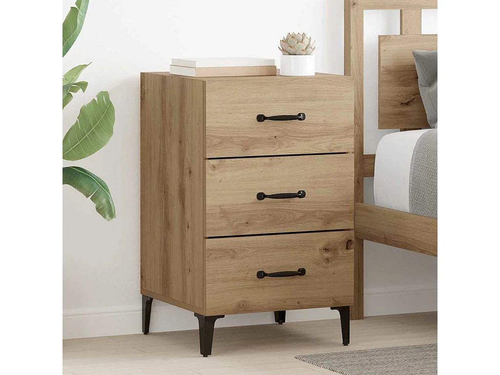 Cabinet de chevet avec tiroir chêne artisanal 40 x 40 x 66 cm