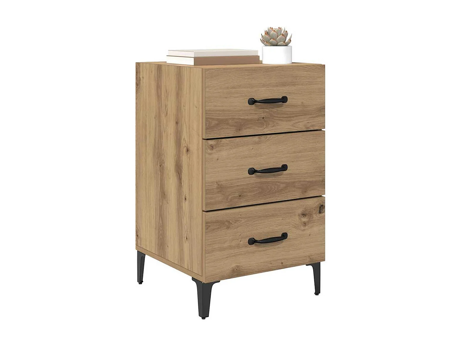 Cabinet de chevet avec tiroir chêne artisanal 40 x 40 x 66 cm