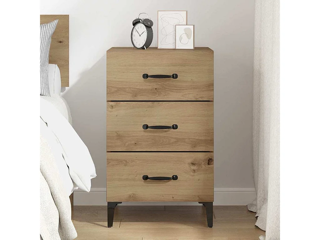 Cabinet de chevet avec tiroir chêne artisanal 40 x 40 x 66 cm