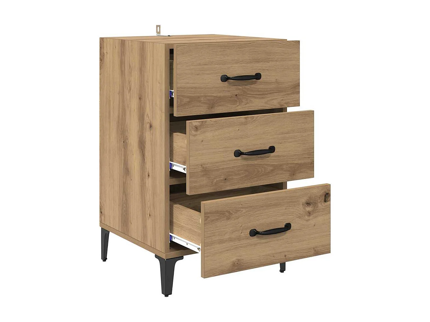 Cabinet de chevet avec tiroir chêne artisanal 40 x 40 x 66 cm