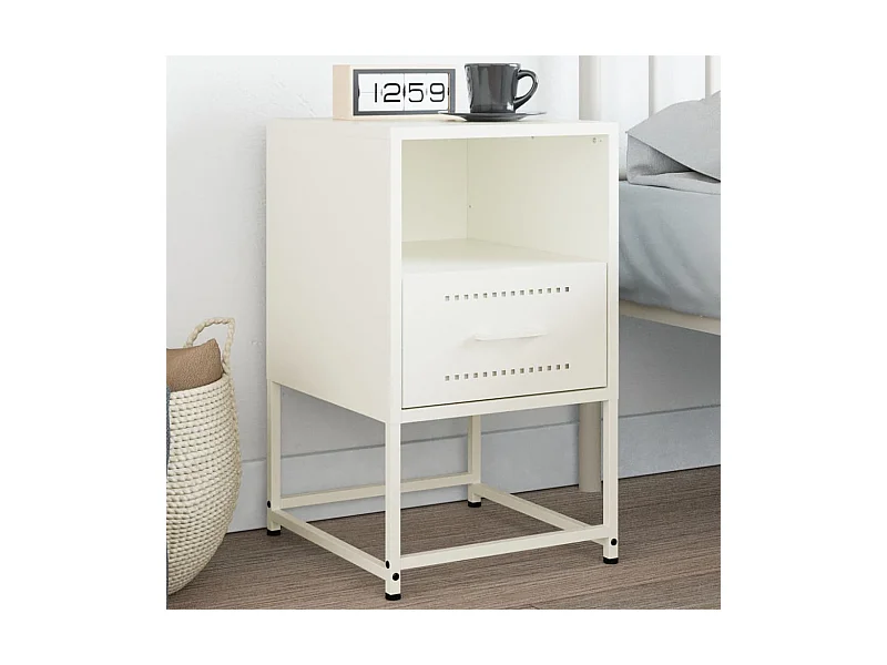 Table de chevet blanc 36x39x60,5 cm acier
