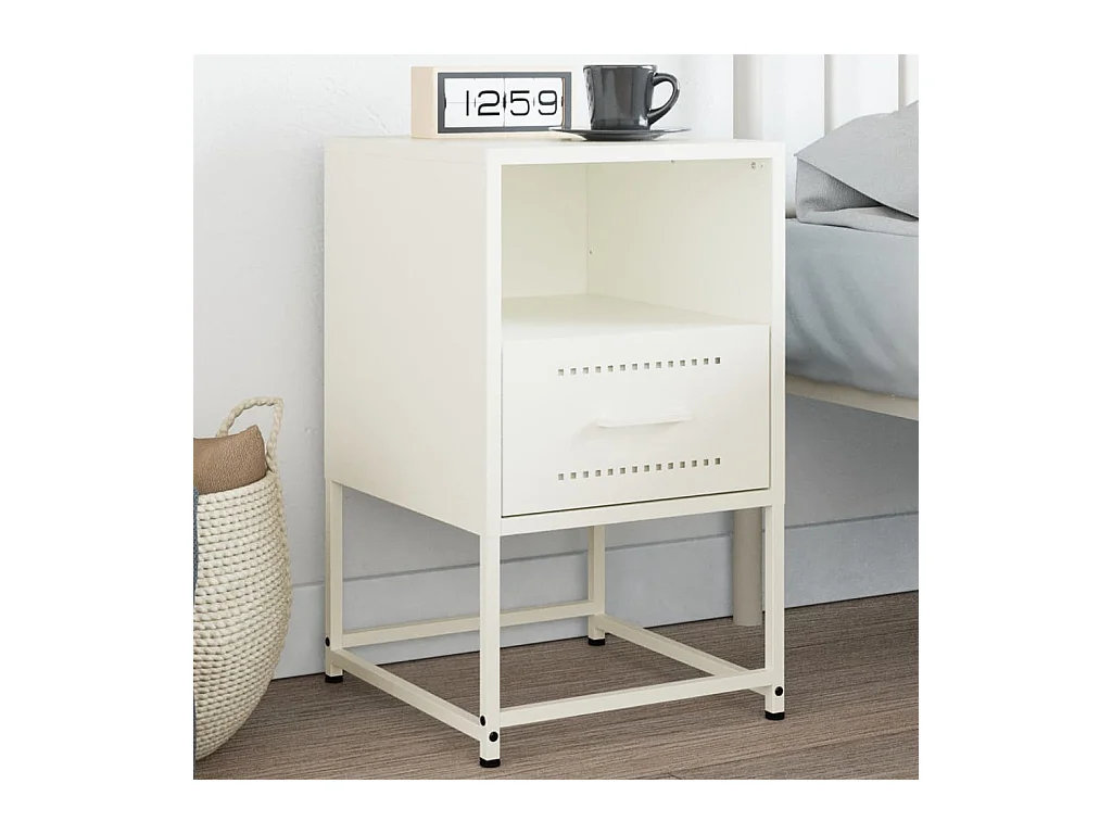 Table de chevet blanc 36x39x60,5 cm acier