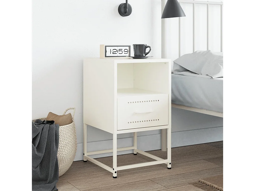 Table de chevet blanc 36x39x60,5 cm acier
