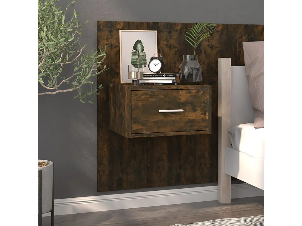 Tables de chevet murales 2 pcs Chêne fumé