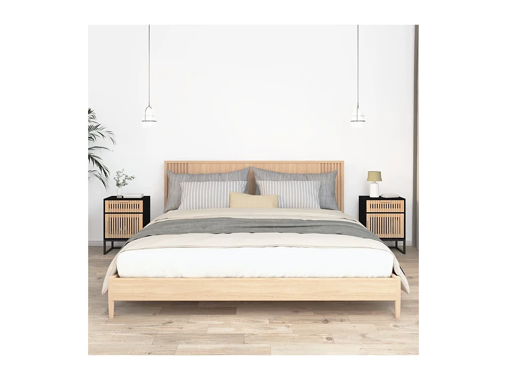 Nachtkastjes 2 stuks zwart 40x30x55,5cm bewerkt hout en ijzer