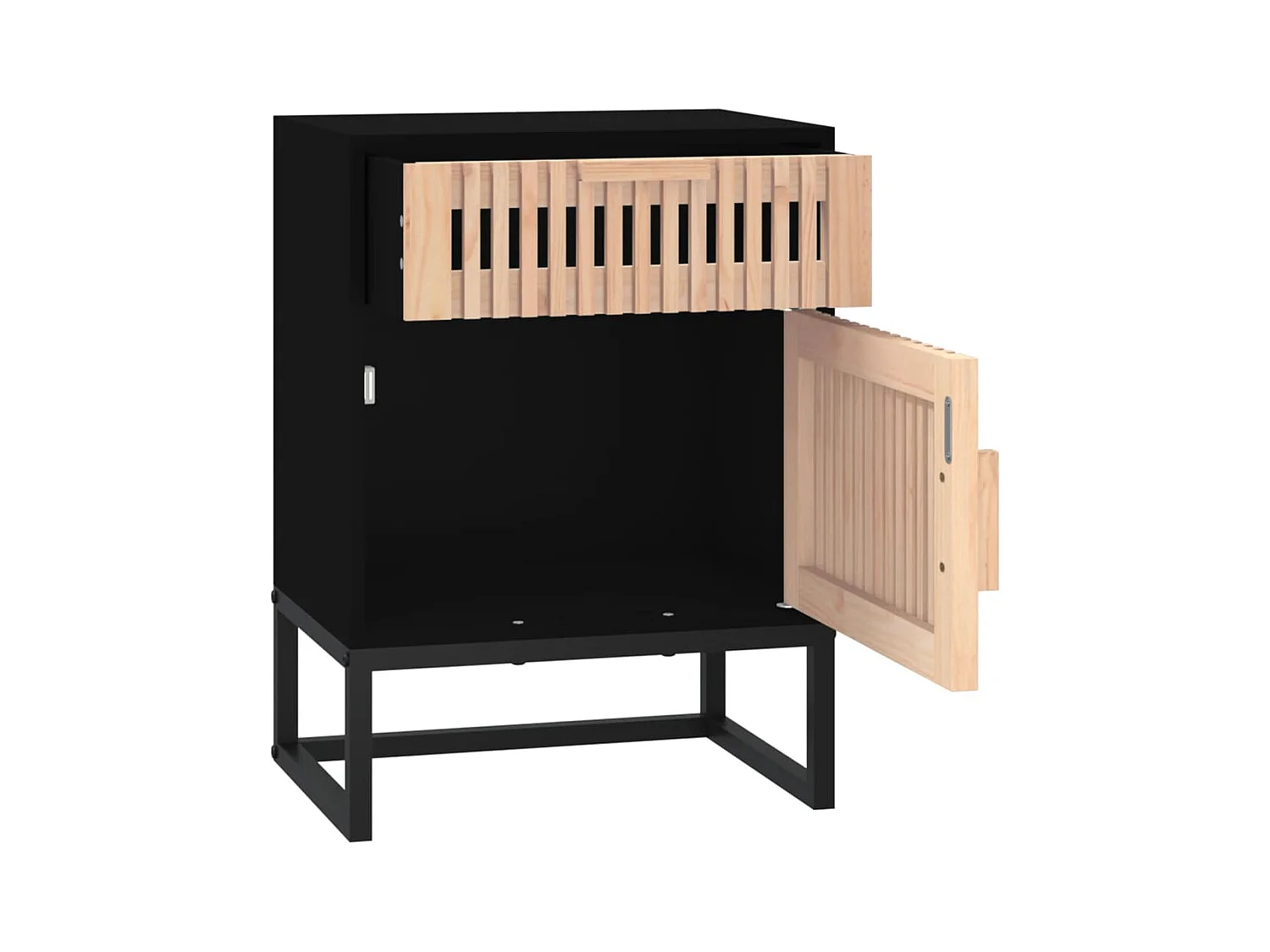 Nachtkastjes 2 stuks zwart 40x30x55,5cm bewerkt hout en ijzer