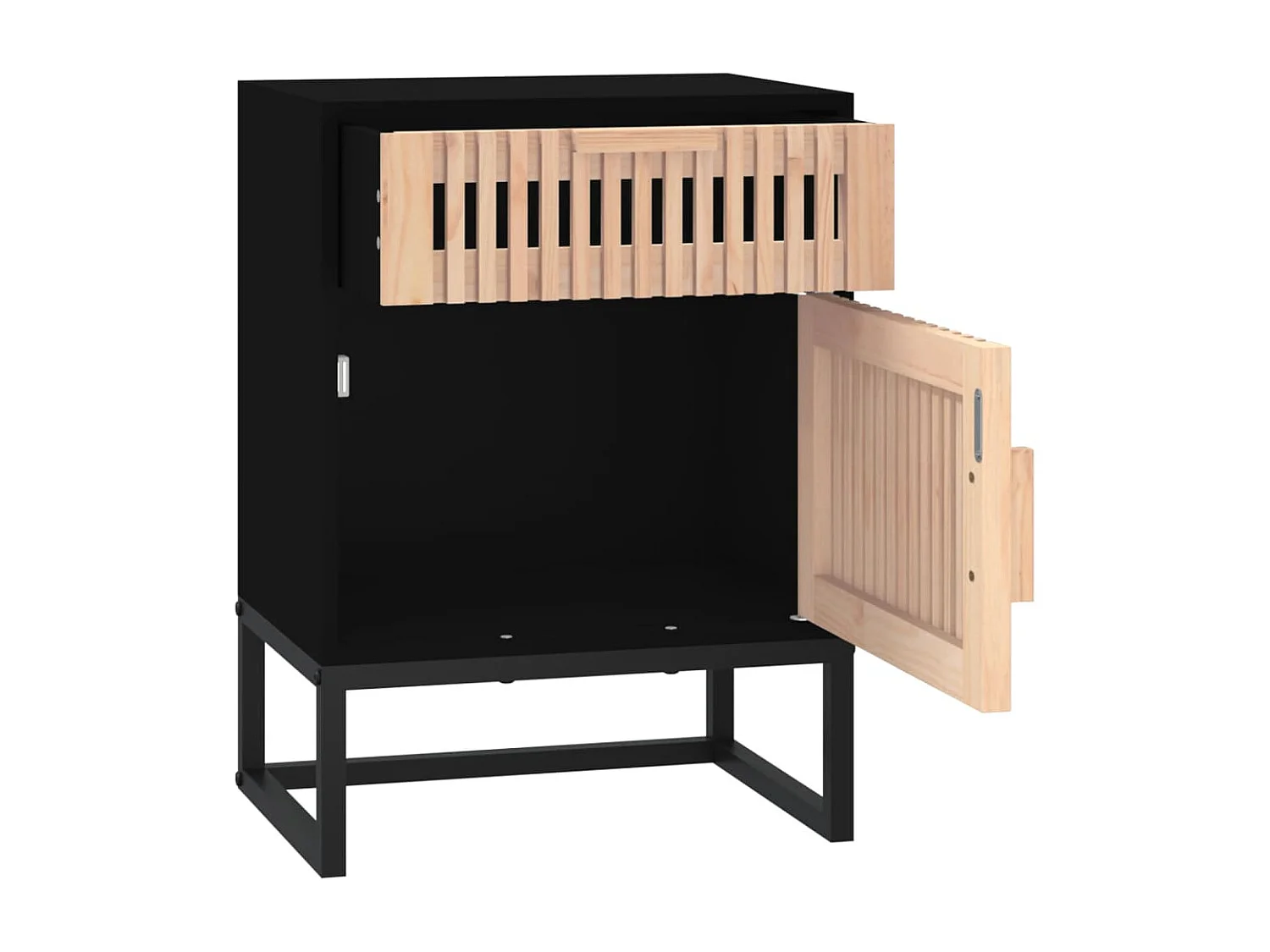 Comodini 2 pezzi neri 40x30x55,5cm in legno ingegnerizzato e ferro