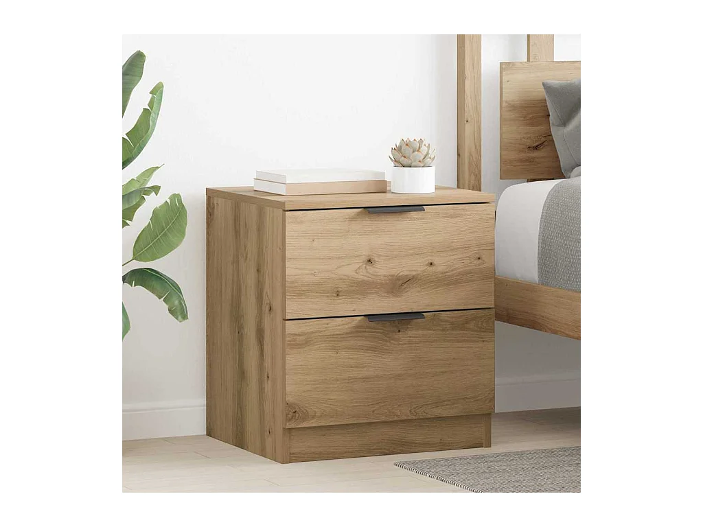 Mesilla de noche 2 piezas roble artesanal 45 x 39 x 50 cm