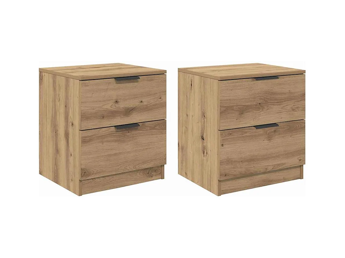 Mesilla de noche 2 piezas roble artesanal 45 x 39 x 50 cm