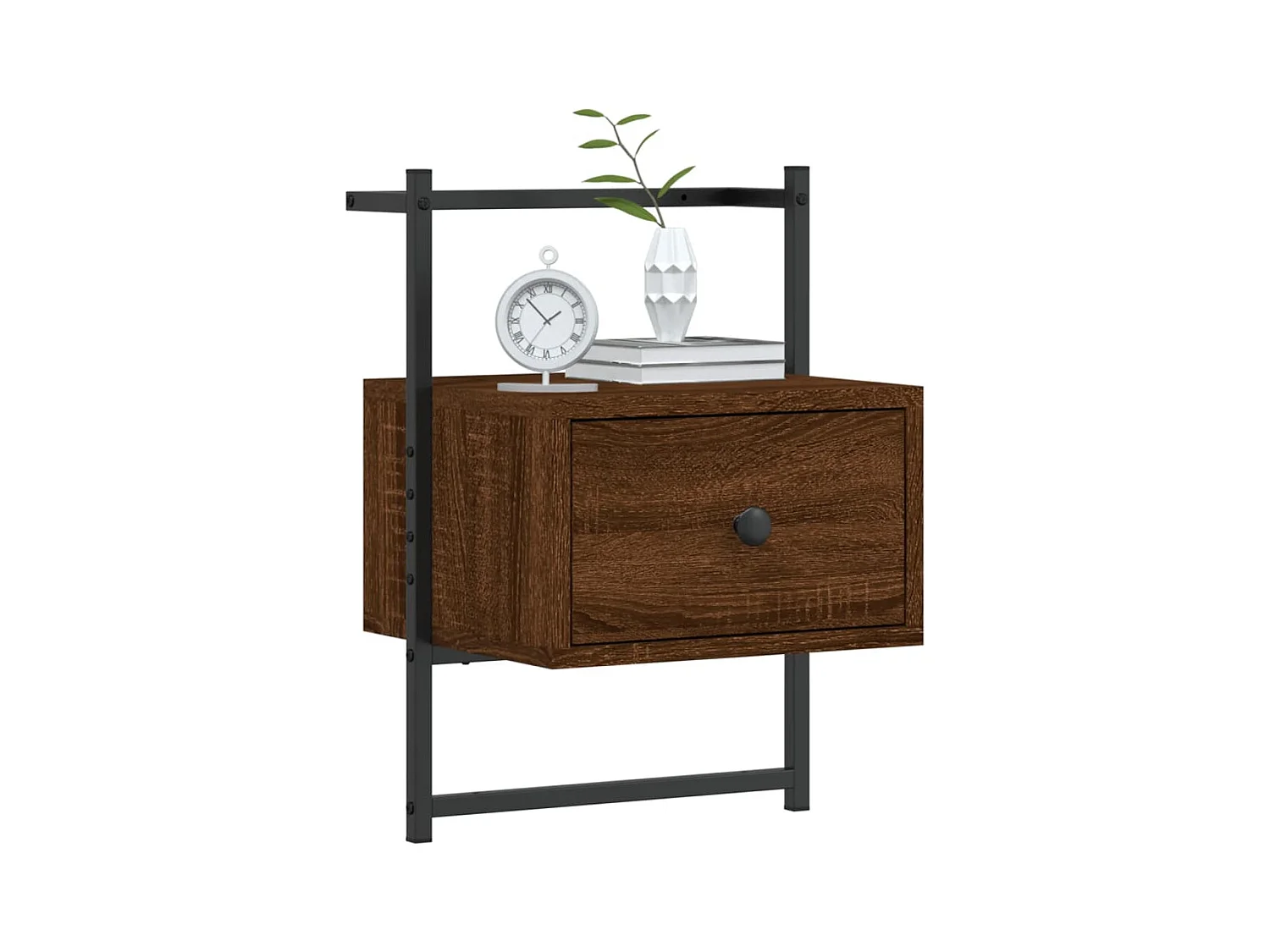 Mesita de noche de pared 2 piezas roble marrón 35x30x51 cm