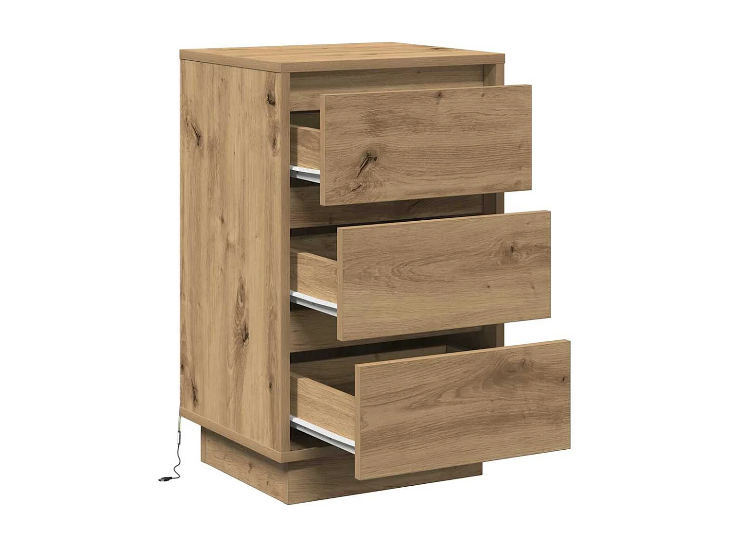 Cabinet de chevet avec tiroir chêne artisanal 39 x 34,5 x 65 cm