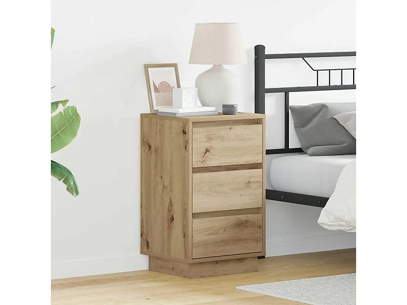 Cabinet de chevet avec tiroir chêne artisanal 39 x 34,5 x 65 cm