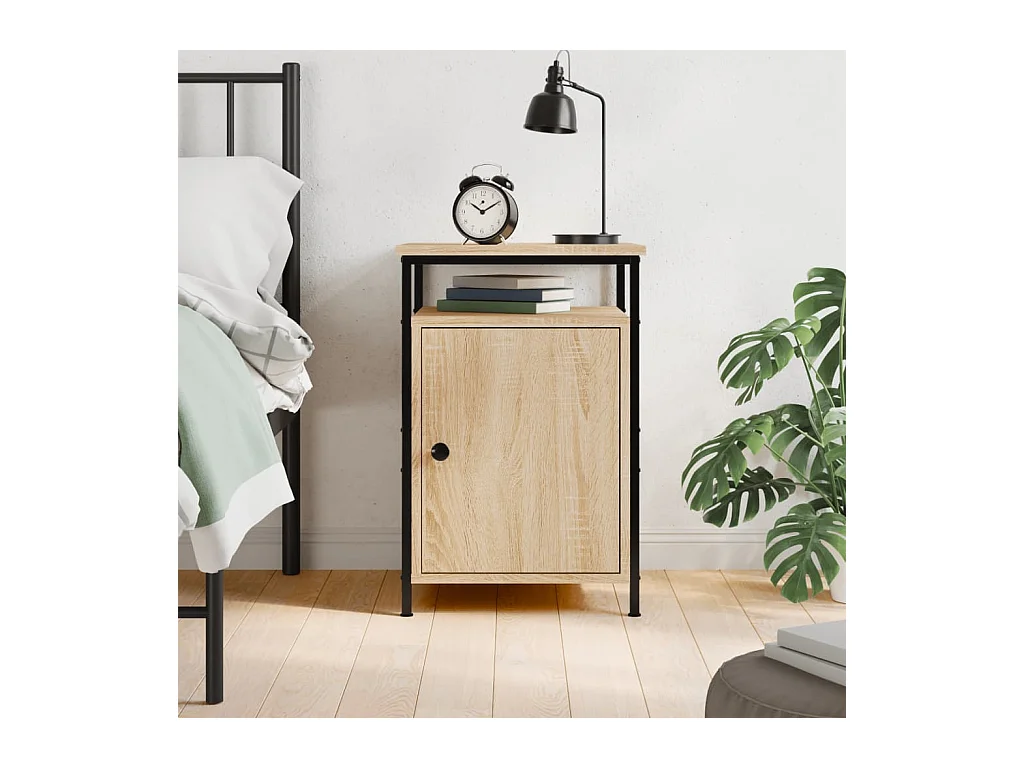 Mesita de noche de roble Sonoma 40x42x60 cm madera de ingeniería