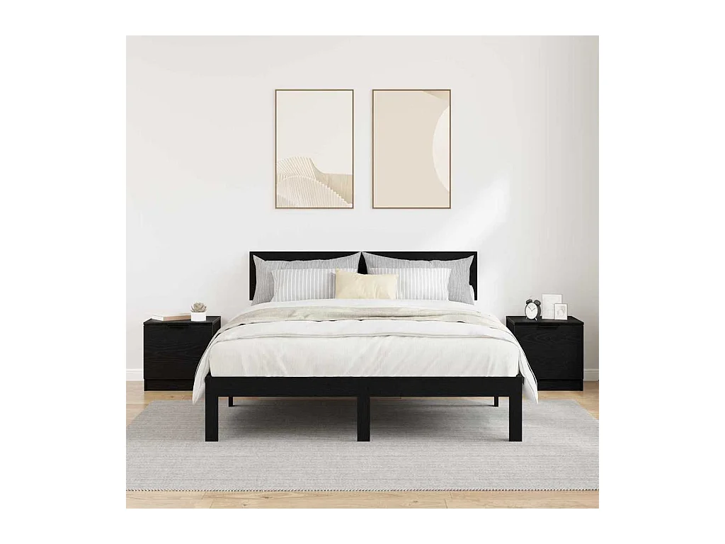 Mobile letto 2 pezzi Rovere nero 40 x 39 x 40 cm