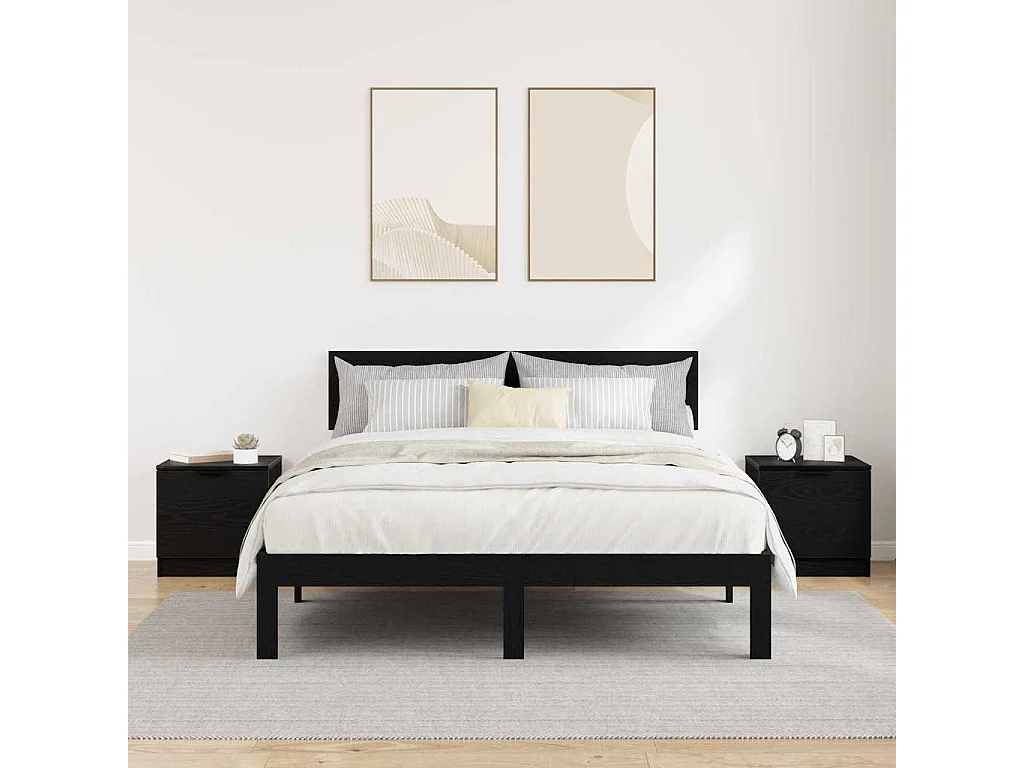 Armoire de lit 2 pcs Chêne noir 40 x 39 x 40 cm