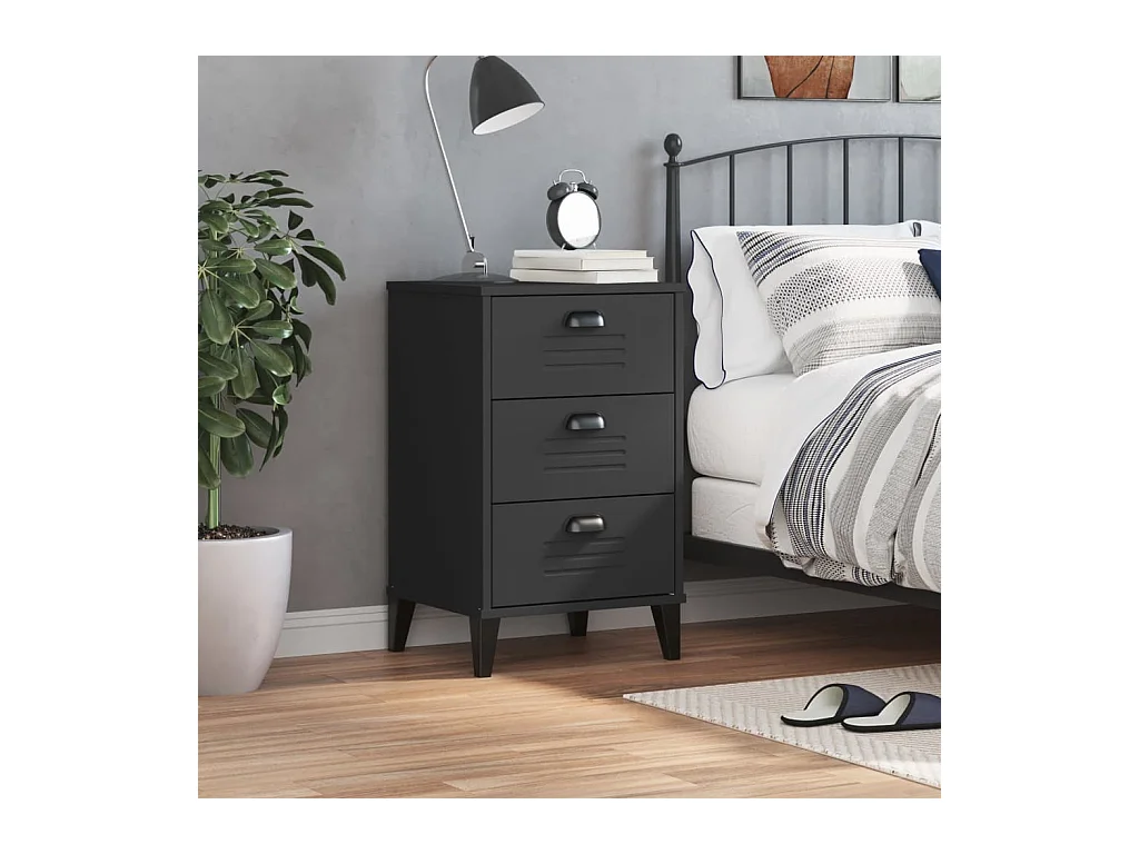 VIKEN zwart bewerkt houten nachtkastje