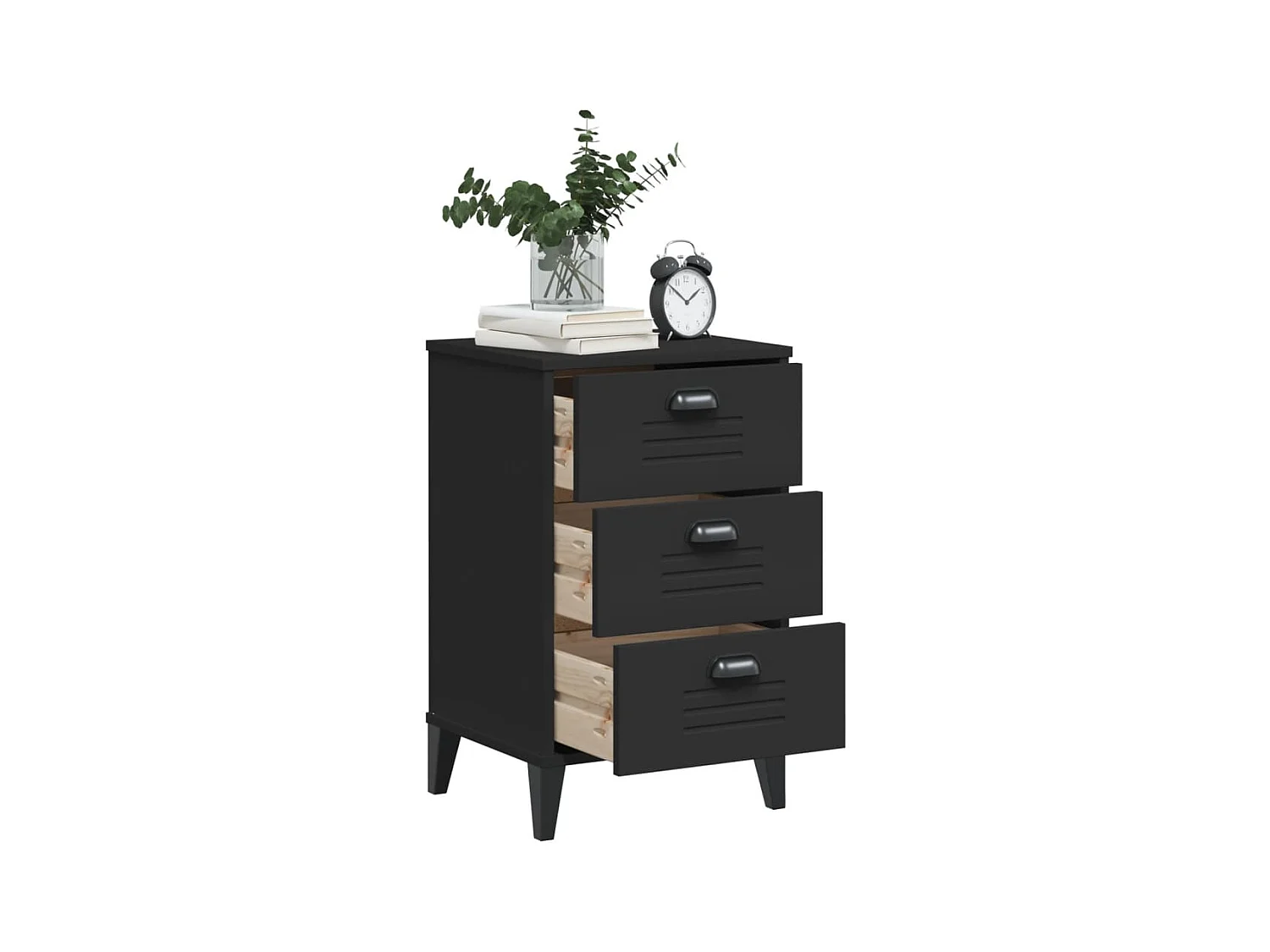 VIKEN zwart bewerkt houten nachtkastje