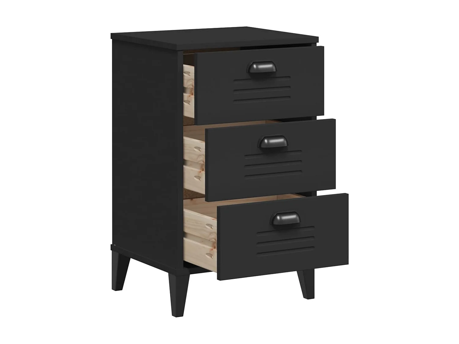 Comodino in legno ingegnerizzato nero VIKEN