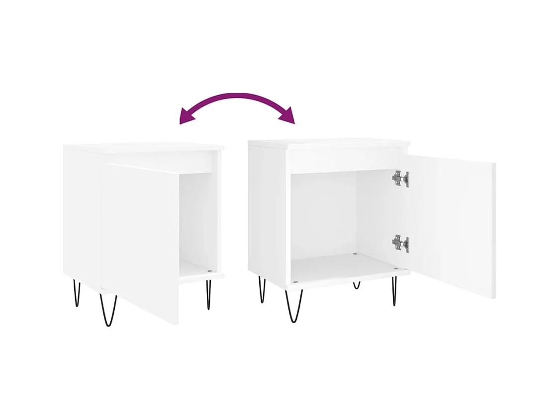 Nachtkastjes 2 stuks wit 40x30x50 cm bewerkt hout