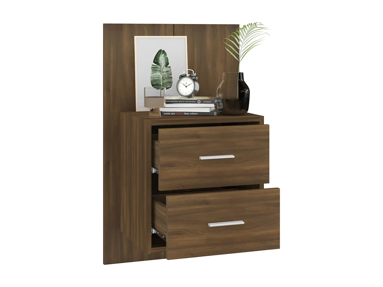 Comodino da parete in rovere marrone