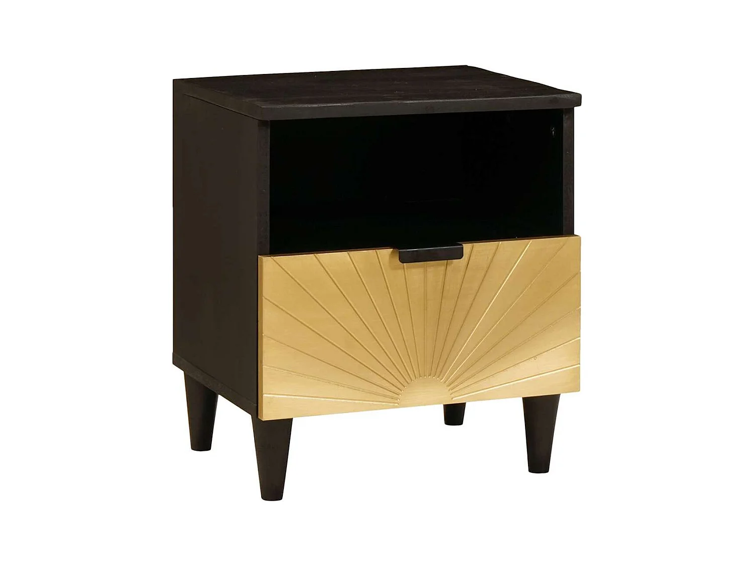 Mesita de noche con cajón Negro y dorado 40 x 33 x 46 cm