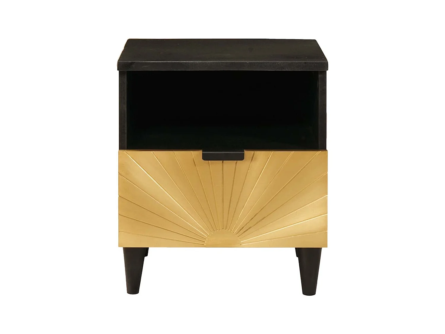 Mesita de noche con cajón Negro y dorado 40 x 33 x 46 cm