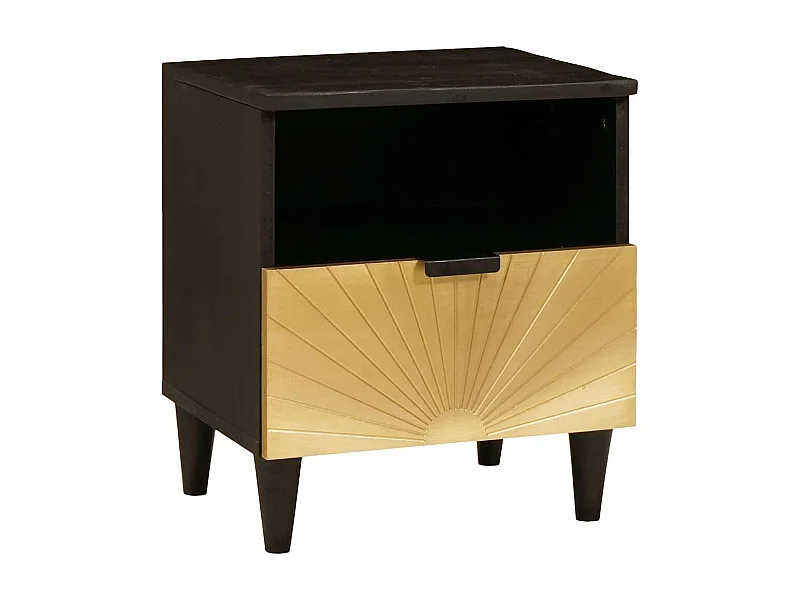 Comodino con cassetto Nero e oro 40 x 33 x 46 cm