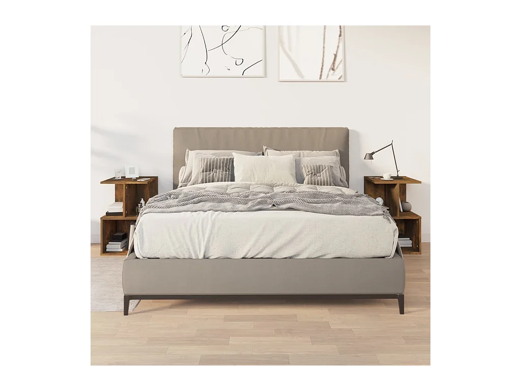 Comodini 2 pz Rovere affumicato 35x35x55 cm Legno ingegnerizzato