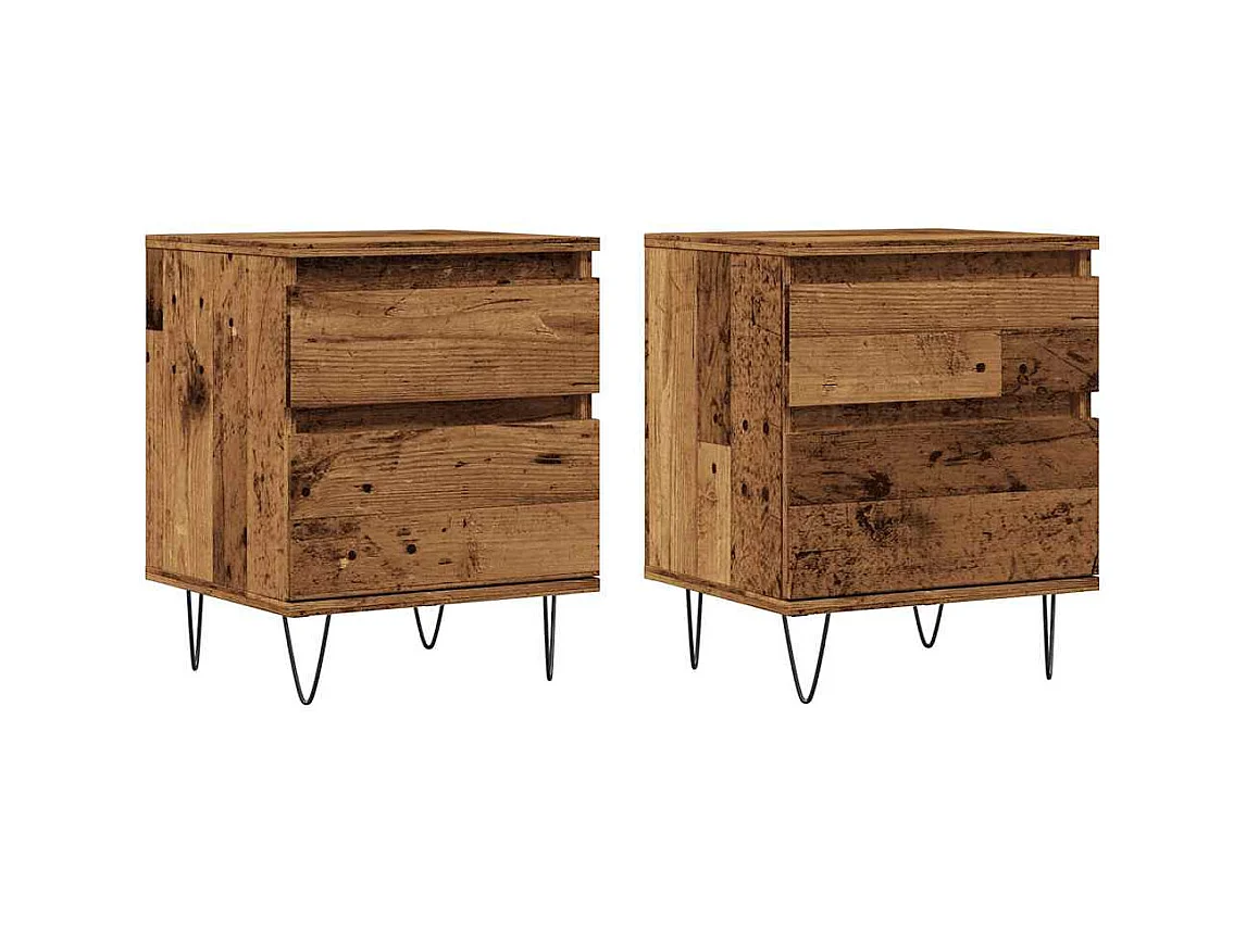 Comodini 2 pezzi in legno vecchio 40x35x50 cm in legno ingegnerizzato