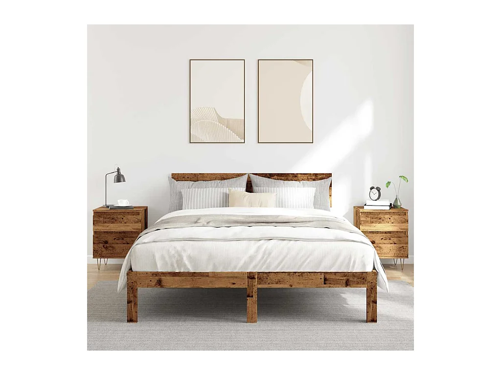 Comodini 2 pezzi in legno vecchio 40x35x50 cm in legno ingegnerizzato