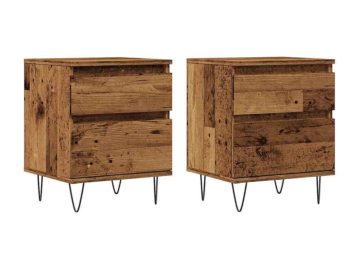 Tables de chevet 2 pcs vieux bois 40x35x50 cm bois d’ingénierie