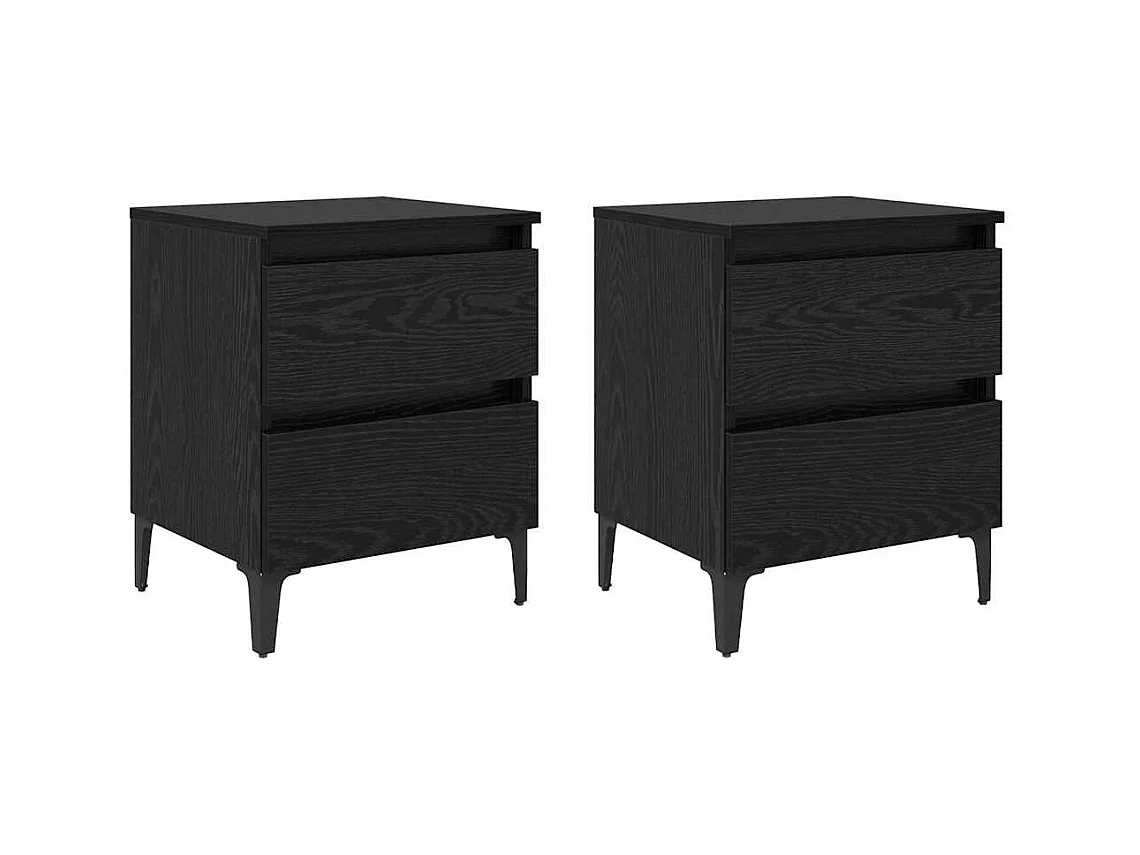 Comodino con cassetto 2 pz Rovere nero 40 x 35 x 50 cm