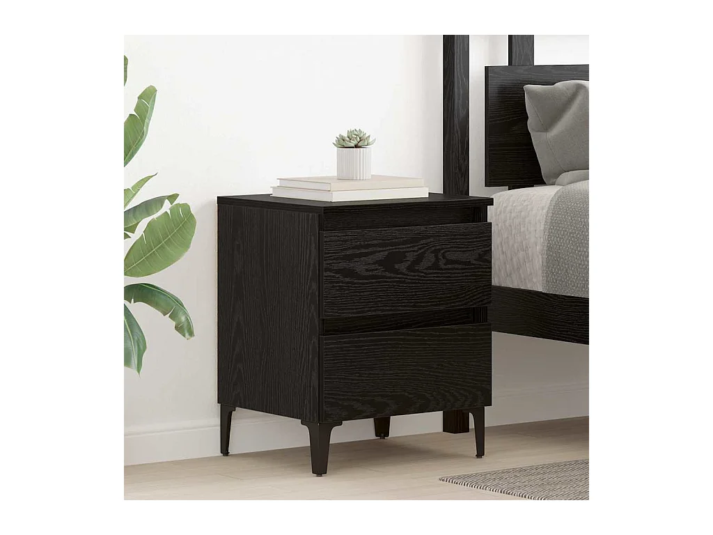 Comodino con cassetto 2 pz Rovere nero 40 x 35 x 50 cm